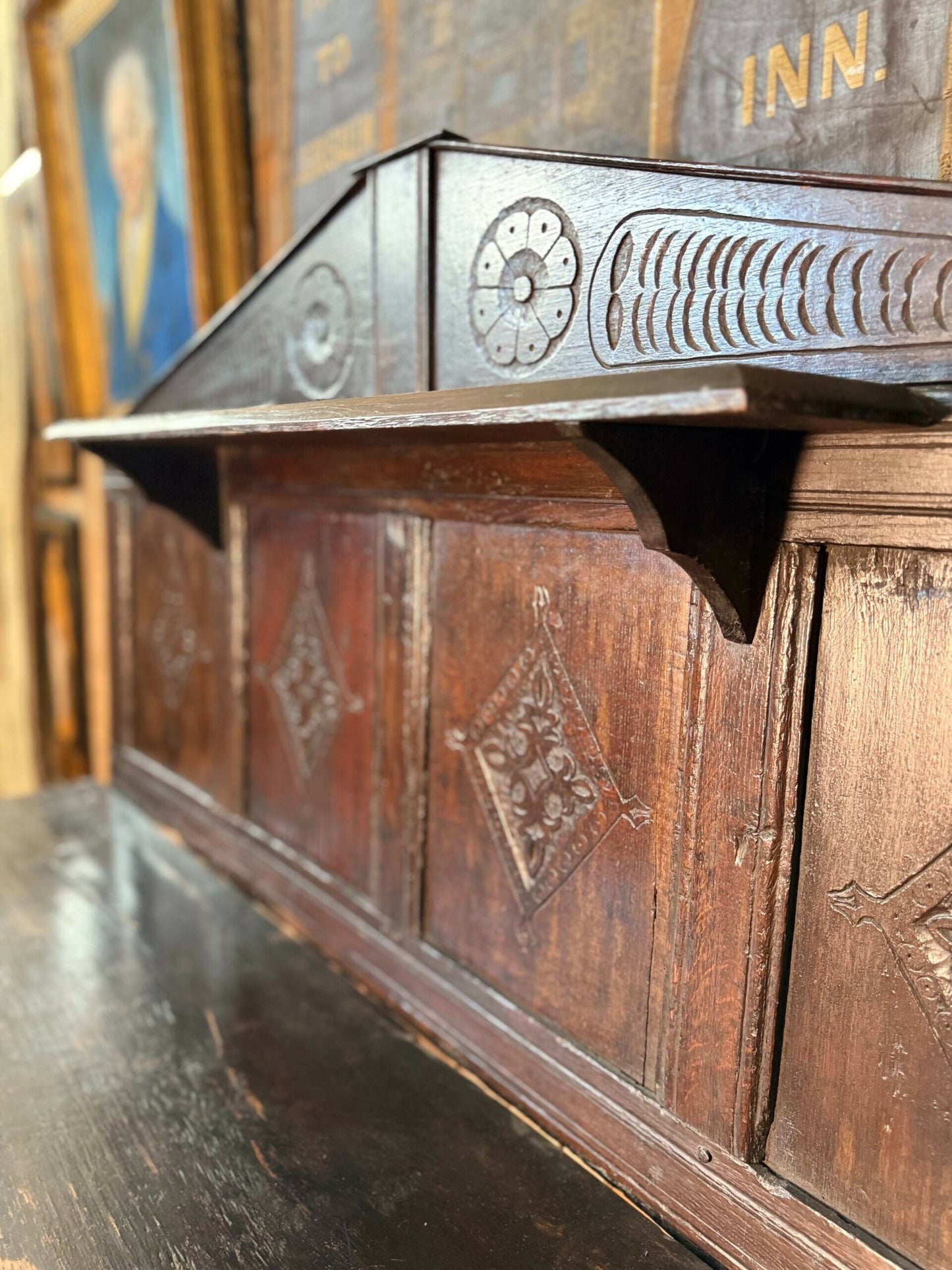 Antique Early Georgian Galleried Console Hall Two Tier Table, c1760