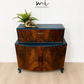 Navy Blue and Gold Art Deco Walnut Drinks Cabinet, cocktail cabinet, 1930s, vintage bar, sideboard, refurbished