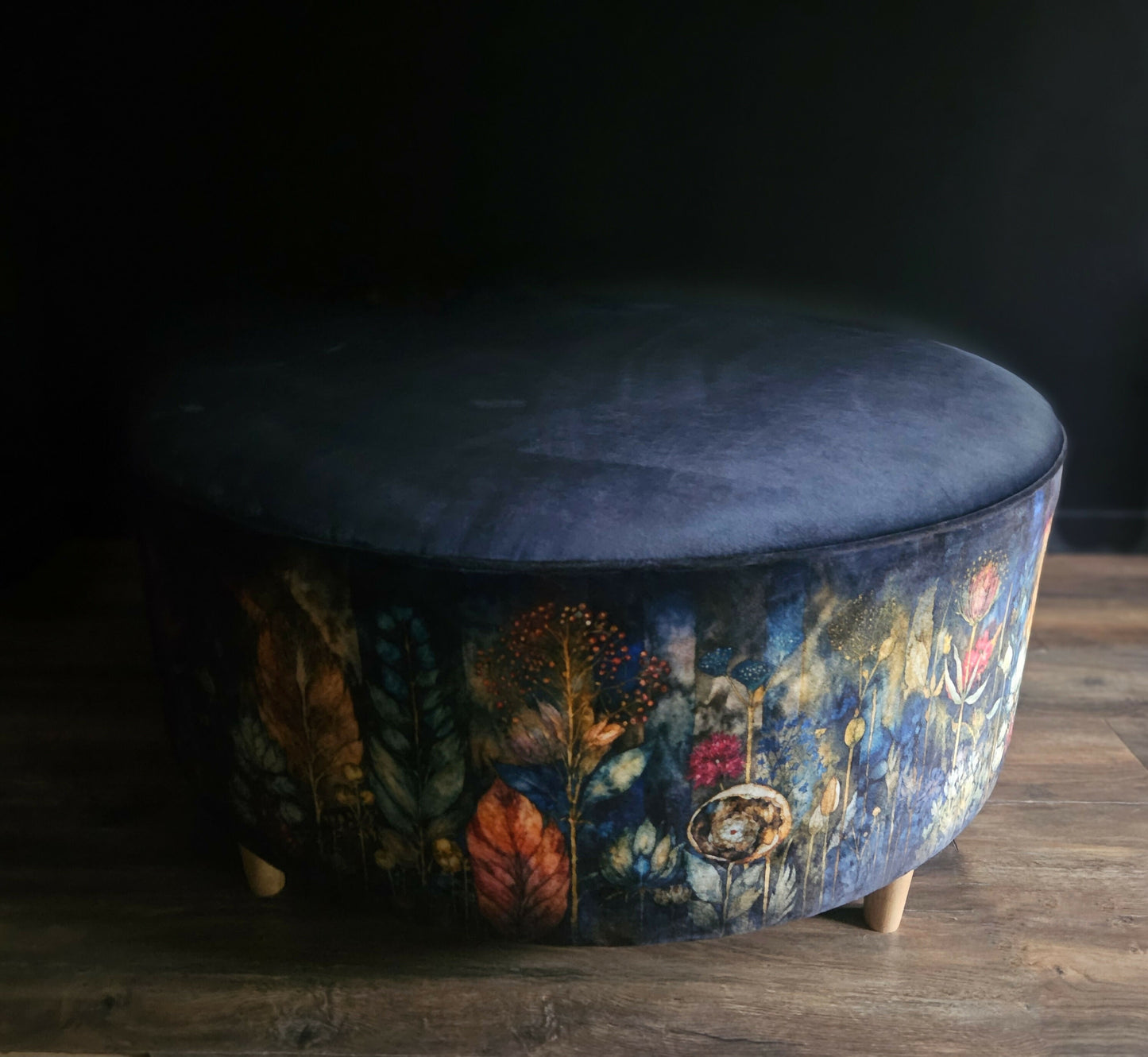 Luxurious Bespoke Floral Velvet Ottoman Coffee Table
