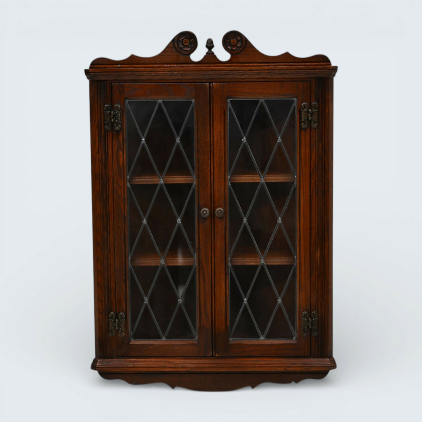 Old Charm Hanging Corner Display Cabinet Leaded Glass Tudor Brown FREE Delivery*