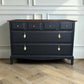 Stag Mid-Century Modern Black Chest of Drawers, Cherry Wood, Gold Leaf Knobs