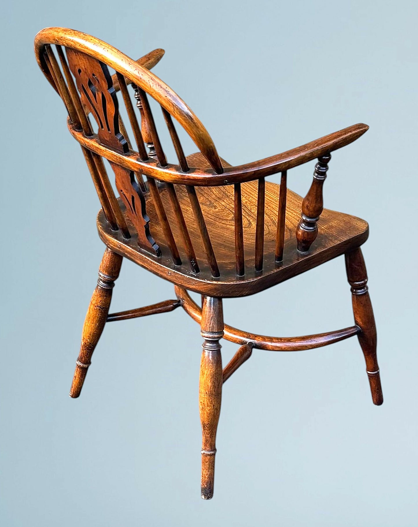 Yew Wood Low Back Windsor Arm Chair