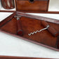 Vintage Style Leather Campaign Portable Drinks Picnic Bar On Stand incl Extras