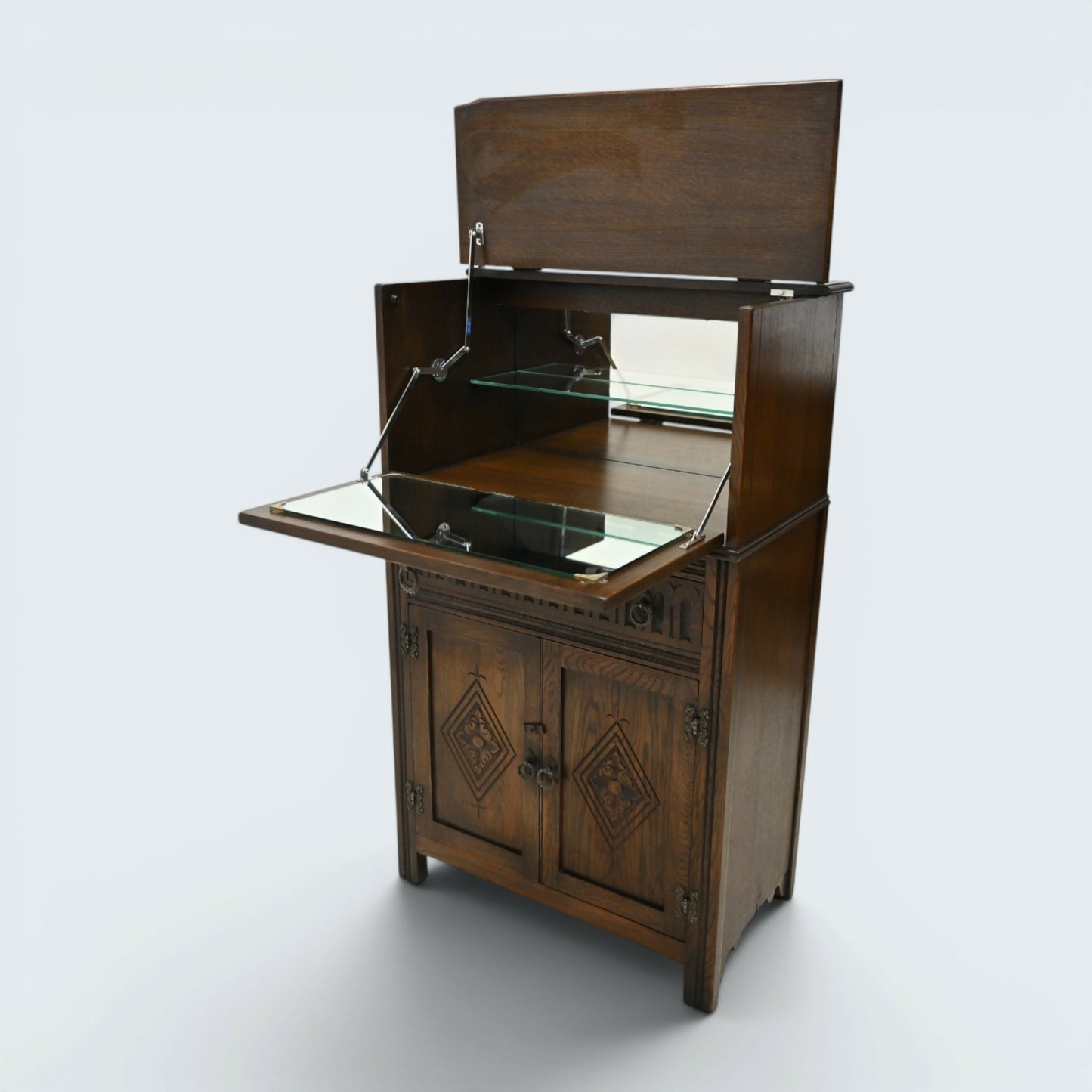 Jaycee Wine/Gin Drinks Cabinet Mirrored Pouring Surface Cupboard FREE Delivery
