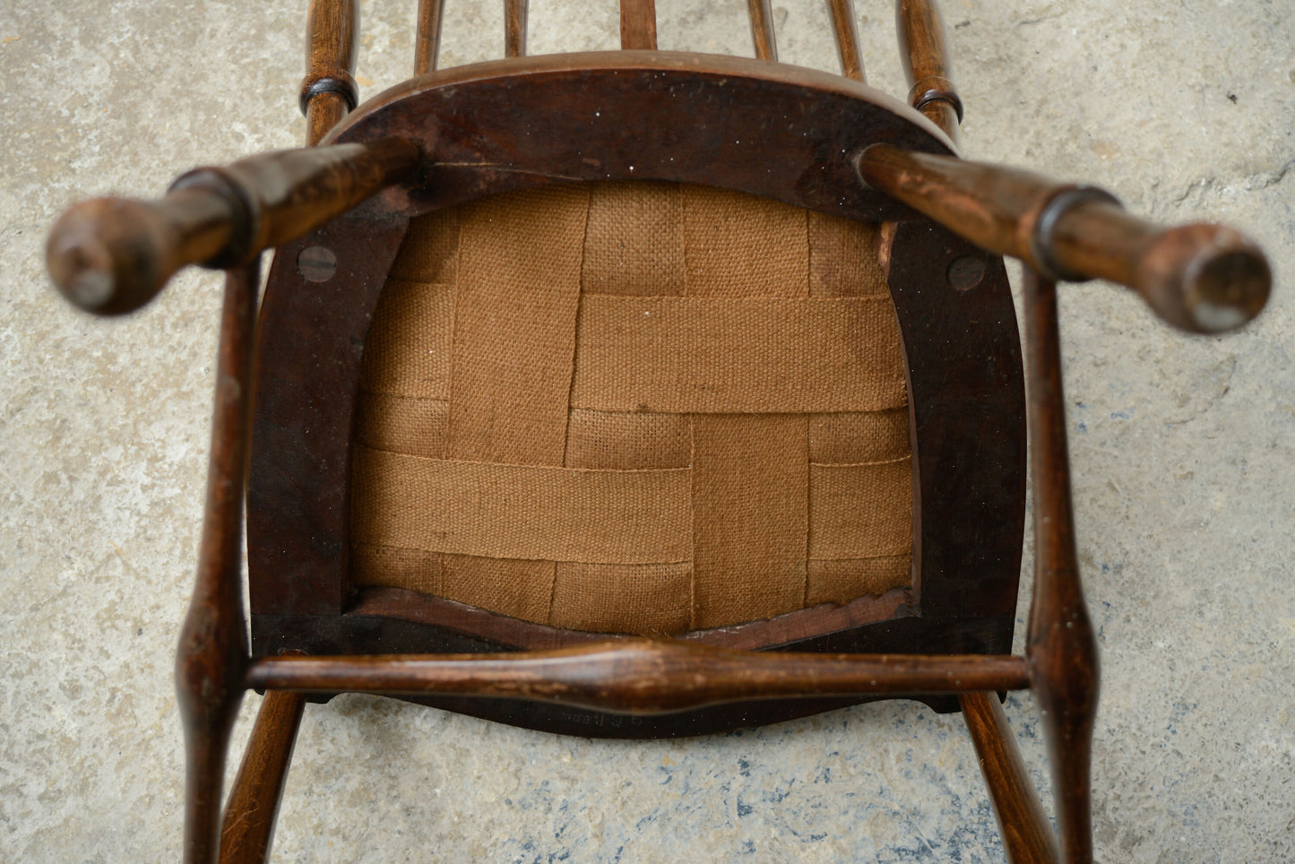 4 Edwardian Stick Splat Back Chairs with Dusky Pink Seats - SKU 208