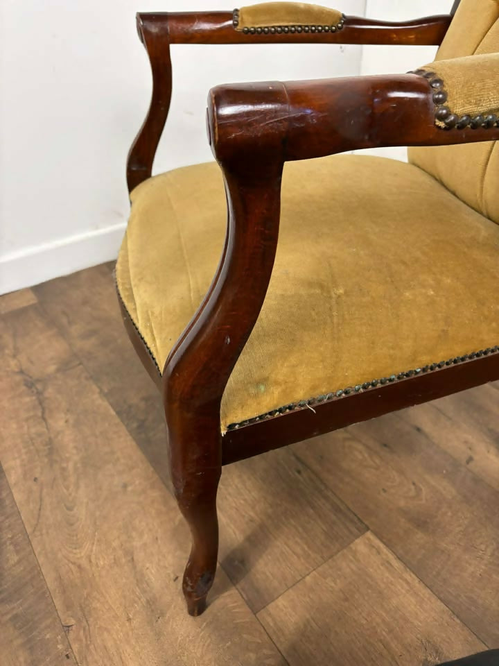 Reproduction Mahogany Button Back Armchair