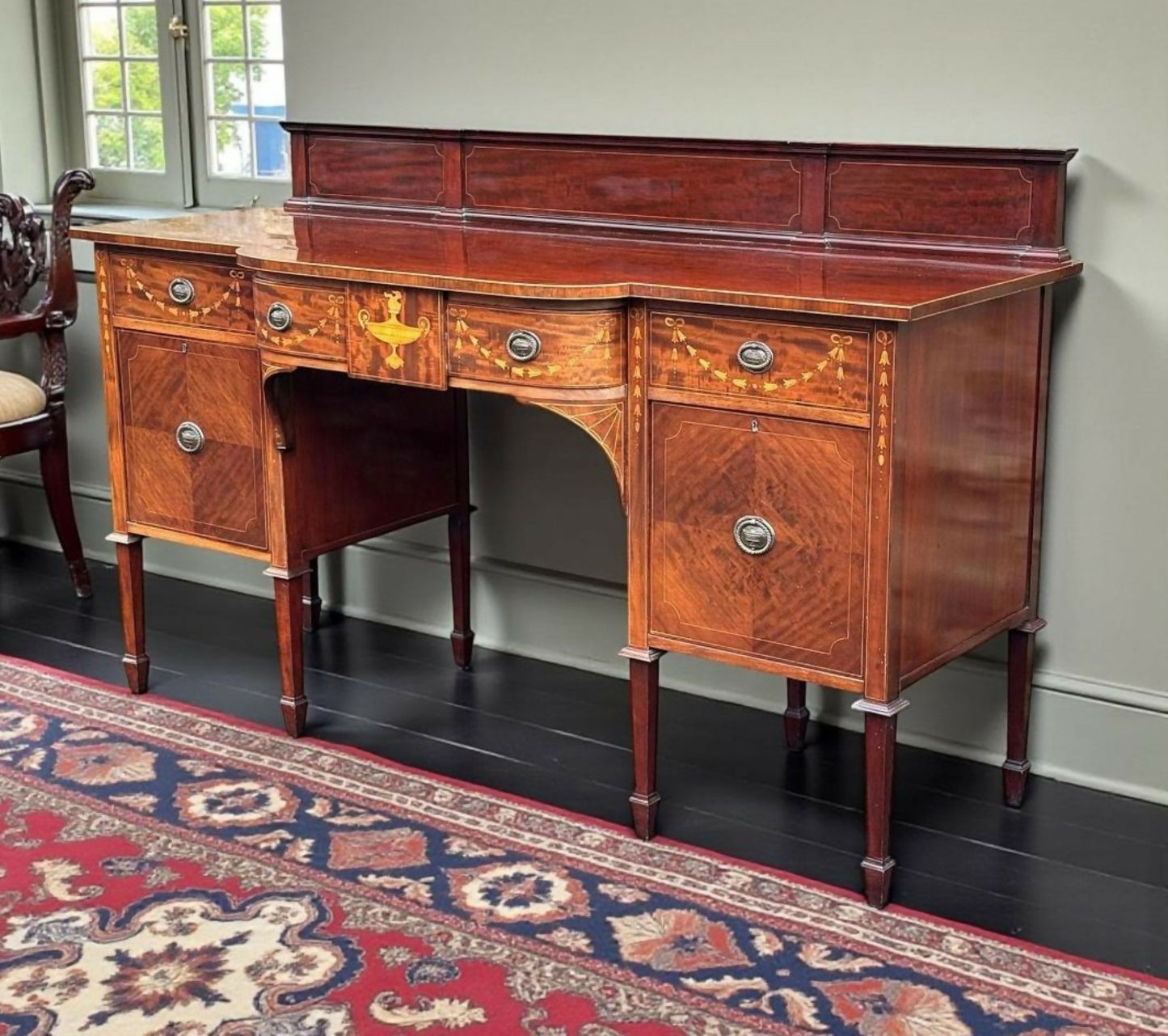 Edwardian Inlaid Mahogany Sheraton Style Sideboard