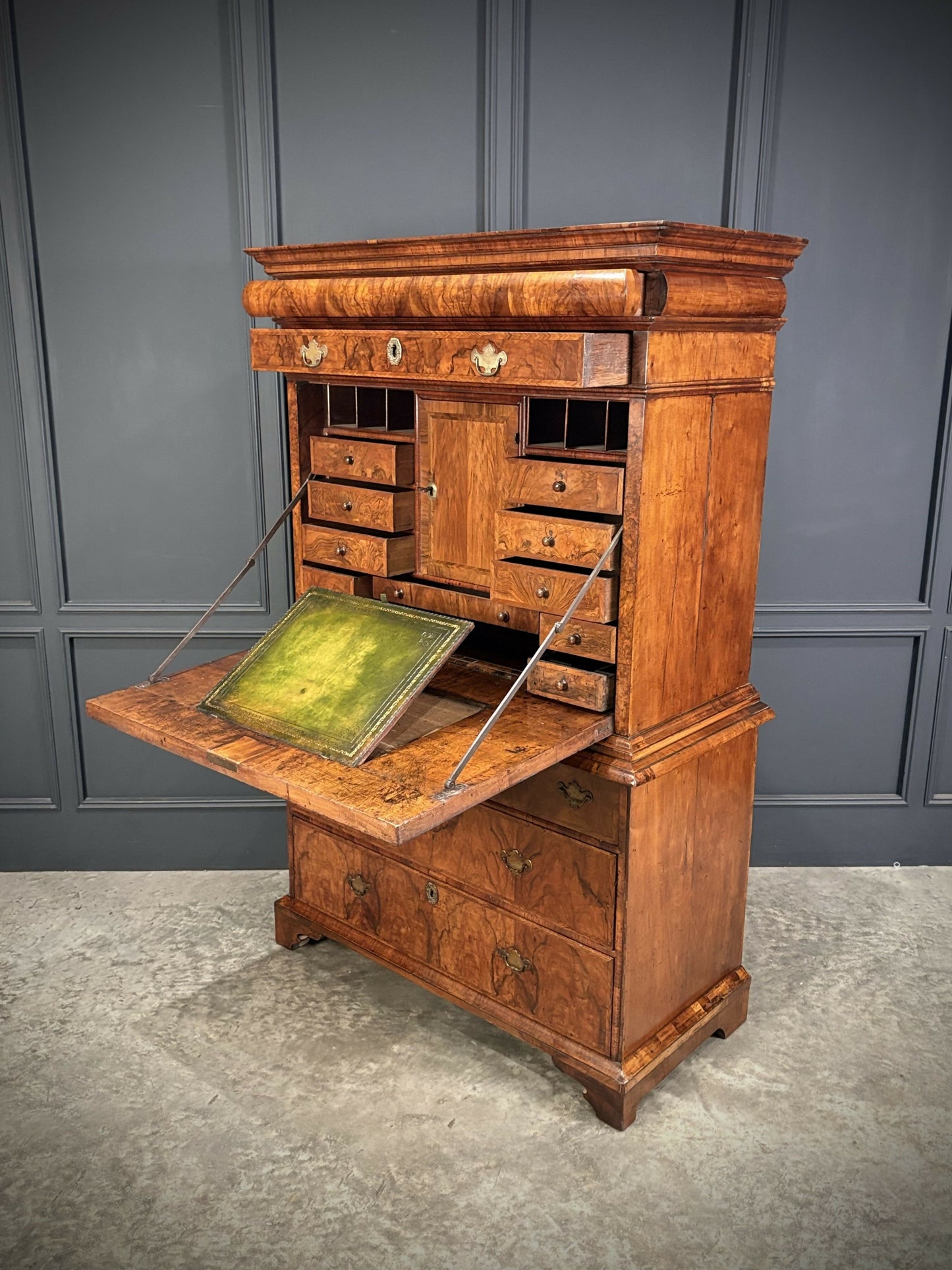 Queen Anne Walnut Secretaire Chest / Escritoire