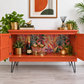 Tropical Coral Sideboard | Mid-Century Modern Cocktail Cabinet | Botanical Statement Furniture