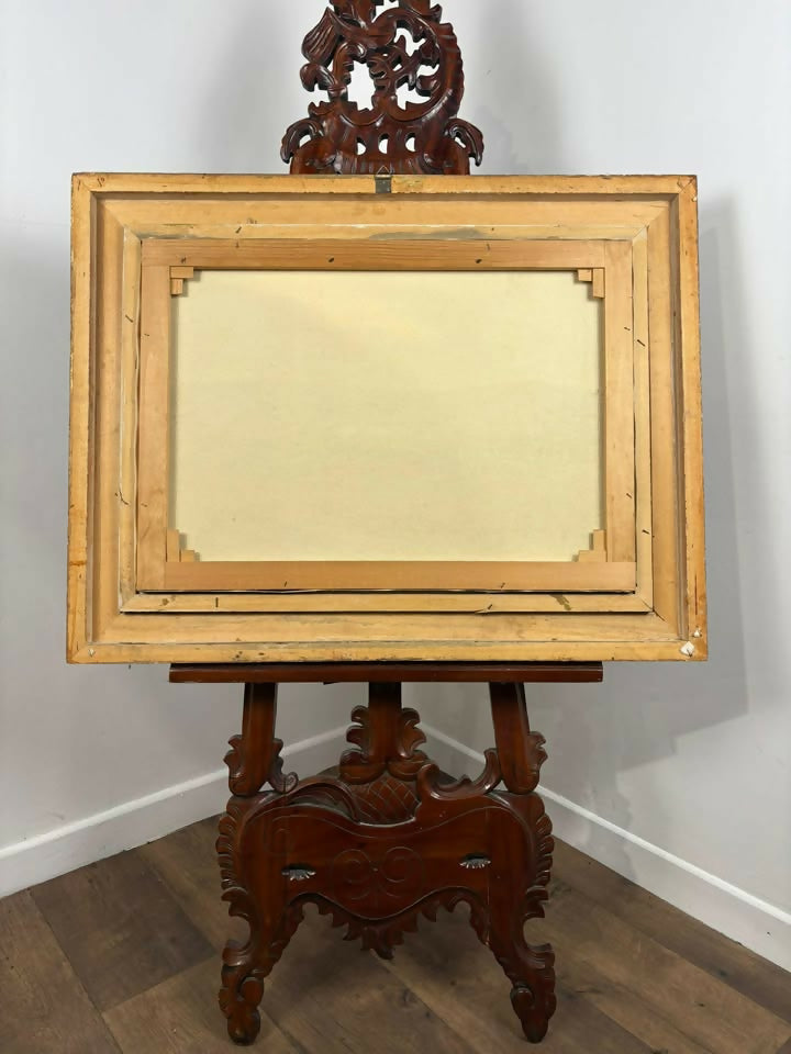 Oil on Canvas Seascape Painting – Signed “Sauli” – Ornate Gilt Frame