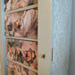 Vintage upcycled tallboy chest of drawers pale green with floral decoupage