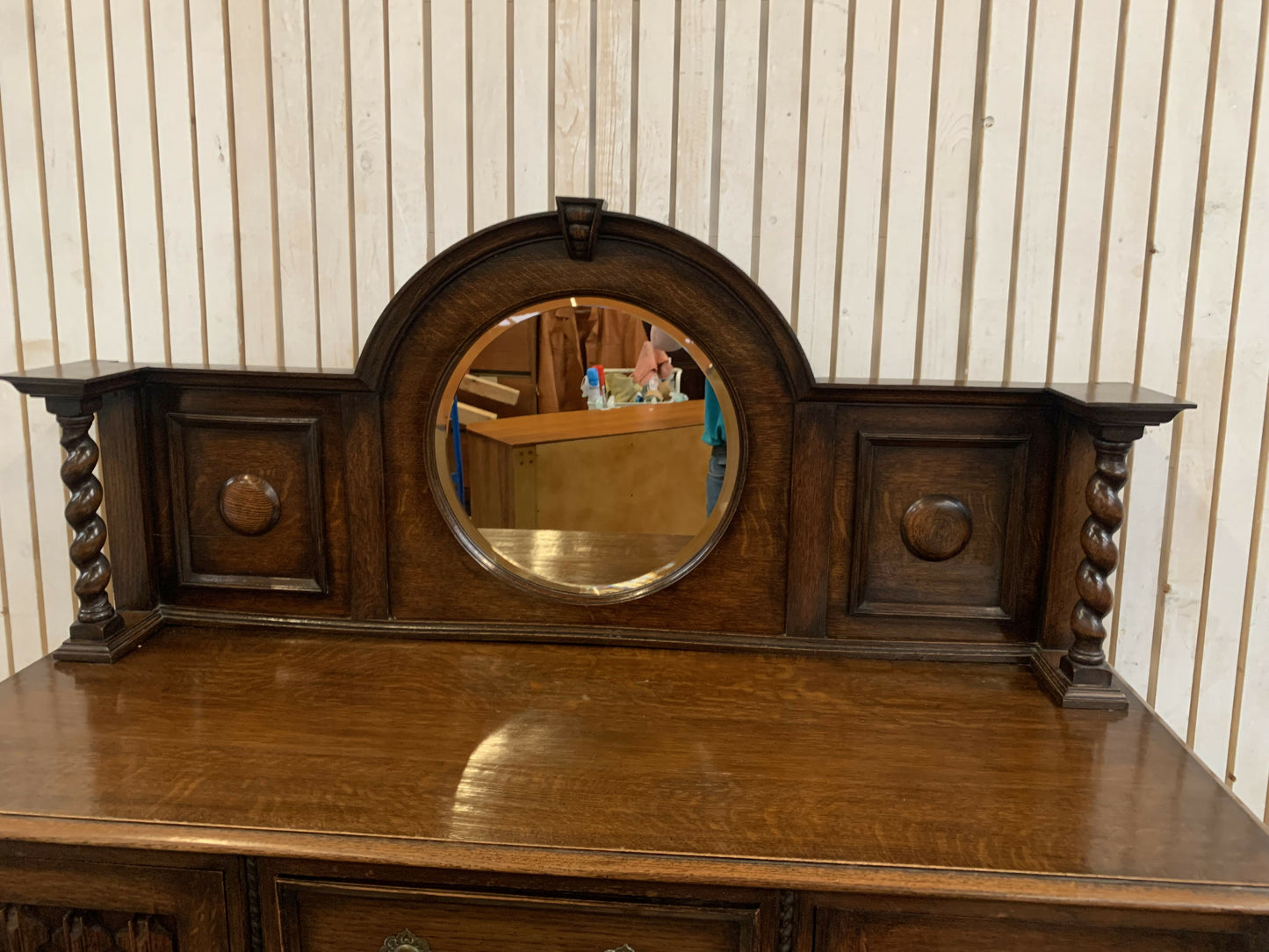 Vintage Jacobean Style MirrorBack Sideboard with 2 door and 3 Drawers .