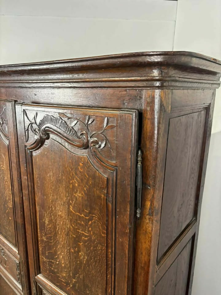 Antique French Carved Oak Wardrobe