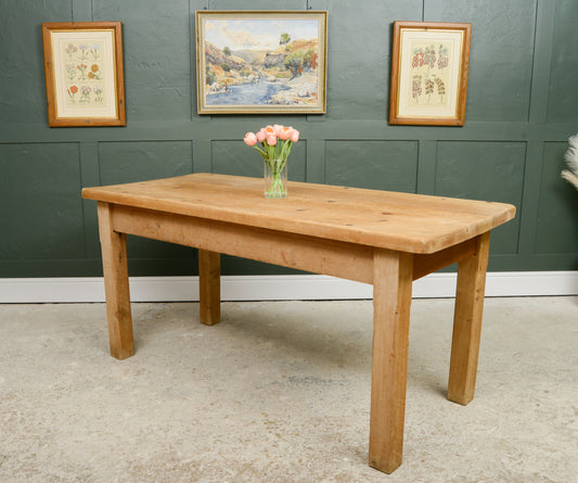 Plank Top Pine Dining Table - Reclaimed Wood - 167 cm