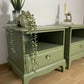 Pair of Stag 1 drawer, Sepal Green bedsides tables