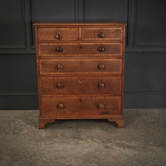 George III Oak Tallboy Vintage Chest Of Drawers