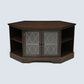 Corner TV Video Stand Leaded Glass Doors Media Player Shelf FREE* UK Delivery