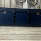 Luxury Handmade Pebble Blue Black Leather Furniture Trunk