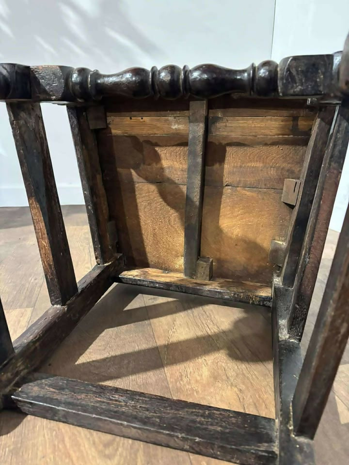 Early Georgian Oak Panel-Back Side Chair
