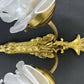Pair of Wall Lights Vintage French Ornate Double Arm Glass Sconces LOT 6477