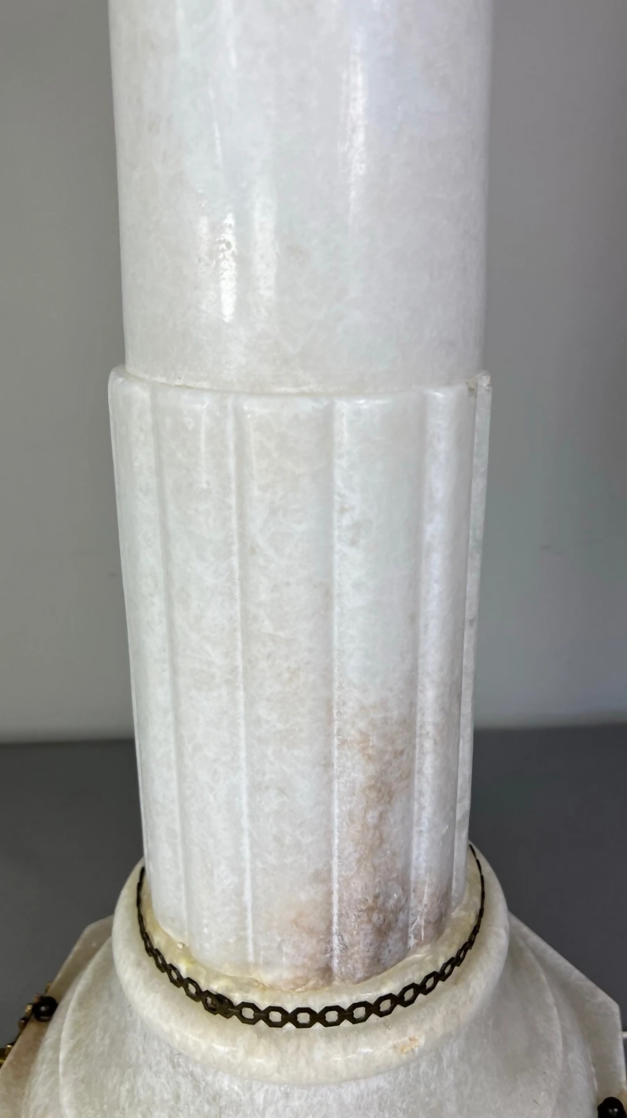 Pedestal Lamp Vintage French Style Alabaster Brass Lighting LOT 5087