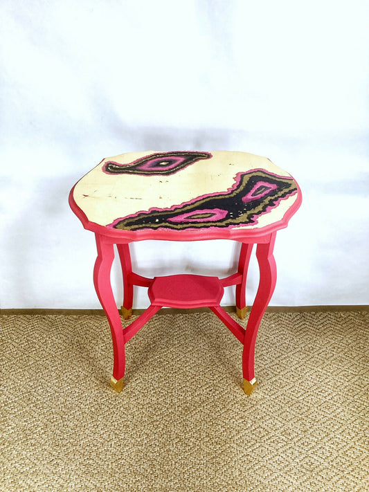 Unique And Beautiful Gold And Pink Side Table