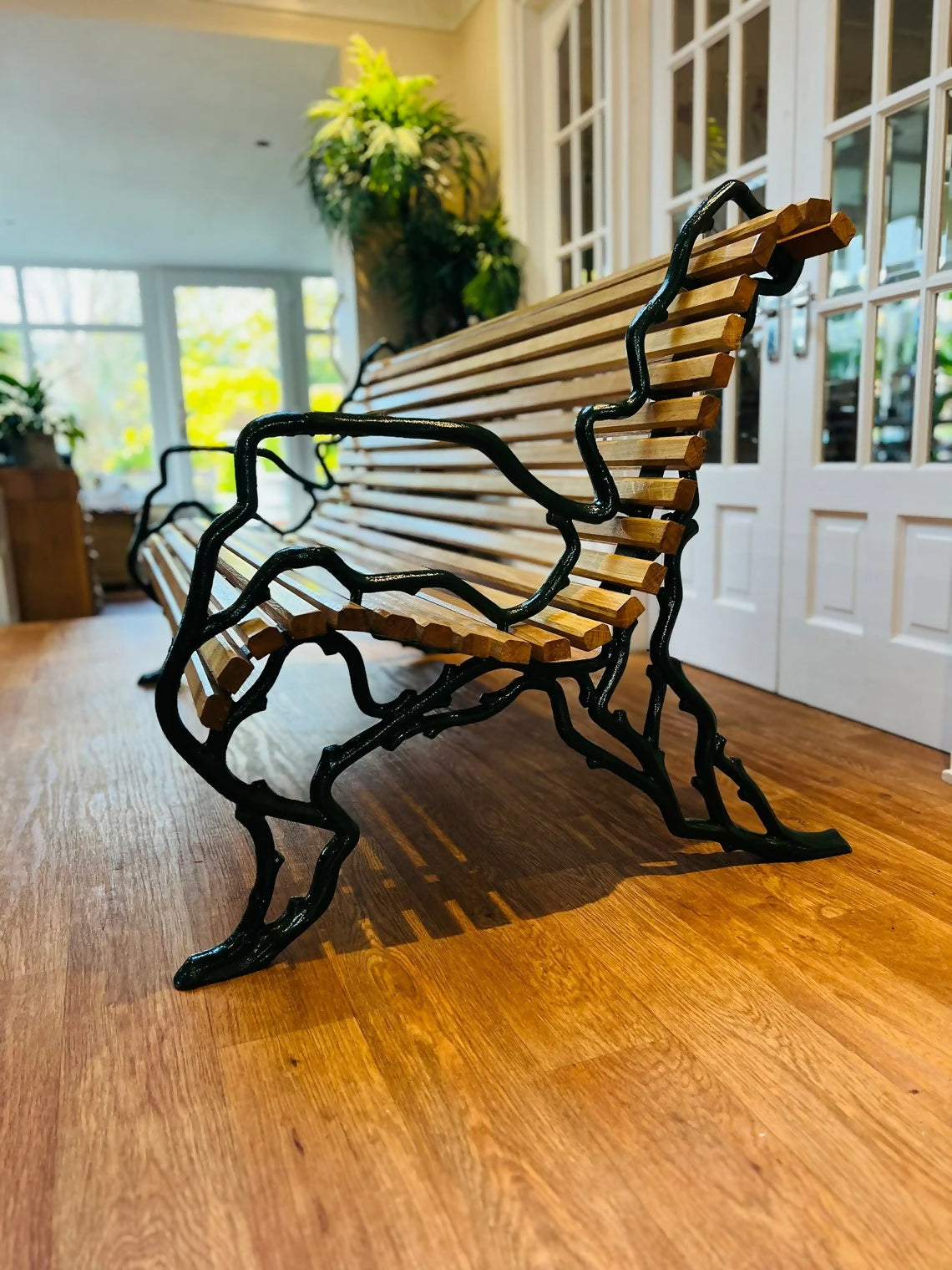 Cast Iron Garden Bench Seat Chair Oak Wood