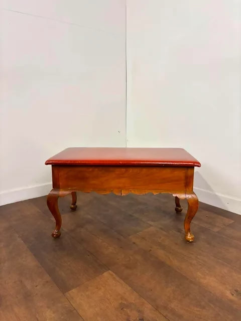 Vintage Leather Top Sewing Box - Stool