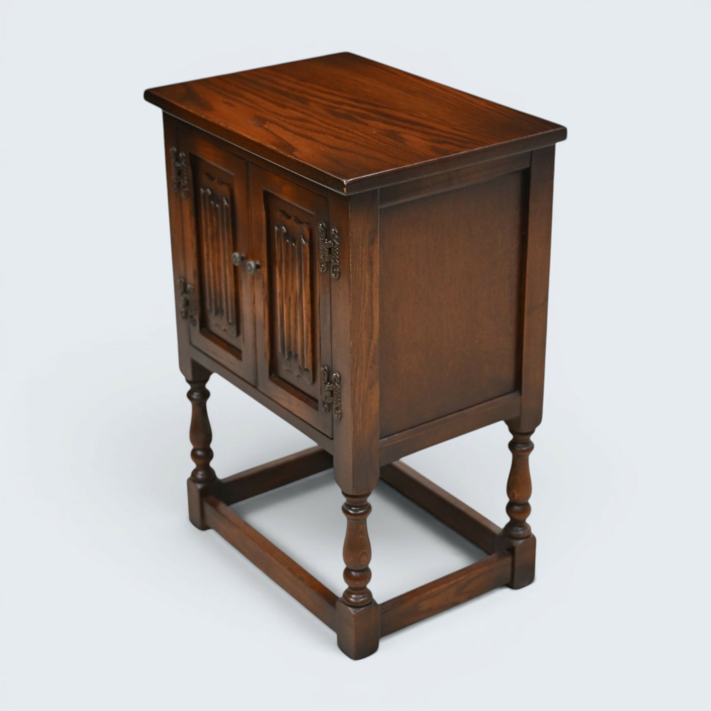 Old Charm Pedestal Cabinet Cupboard Bedside Tudor Brown Finish FREE UK DELIVERY*