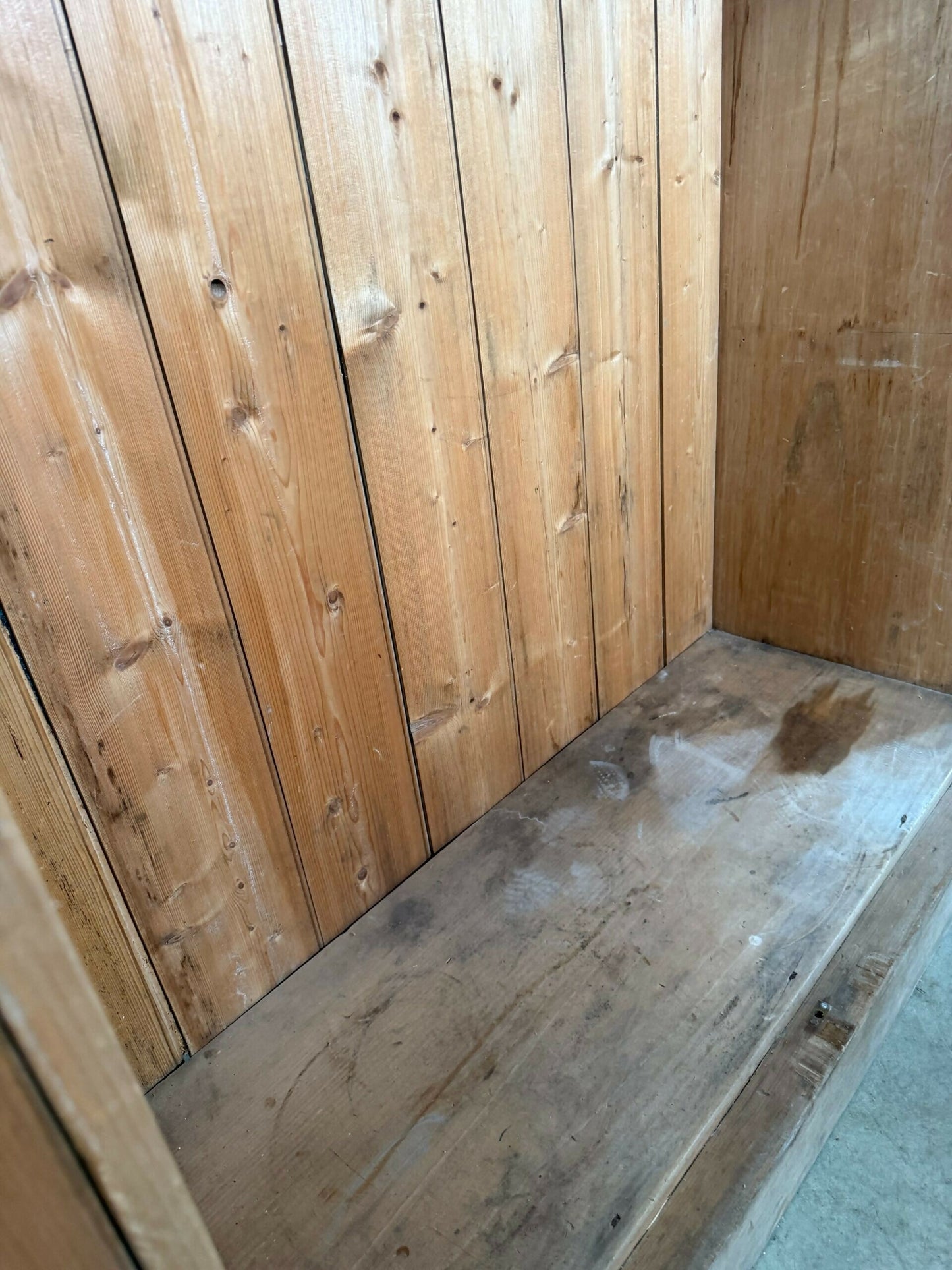 Antique Early Victorian Pine Narrow Hall Housekeeper Cloak Storage Cupboard, c 1830