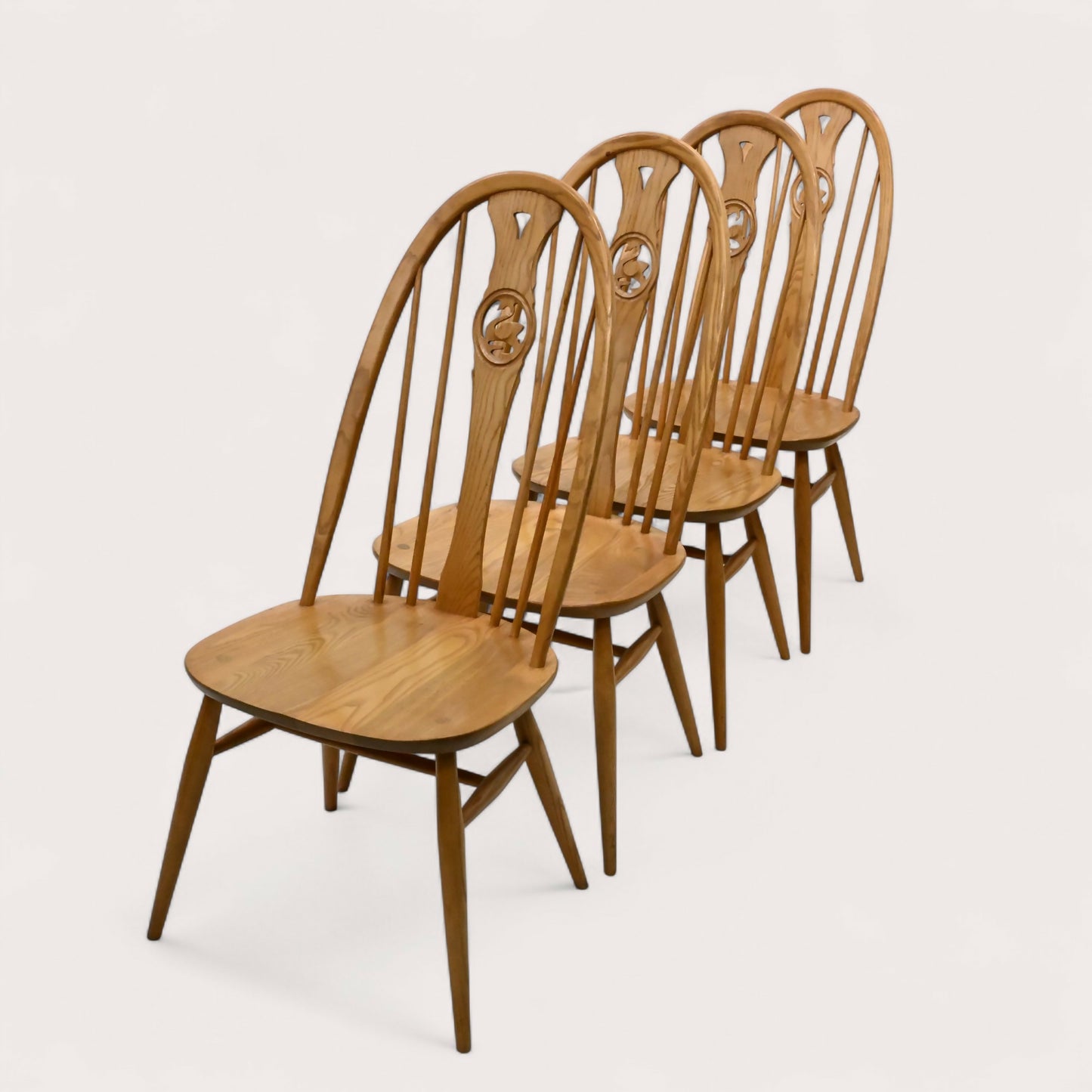4 Ercol Windsor Swan Bow Back Dining Chairs Light Finish #876 FREE UK Delivery. SBR10505/2705E