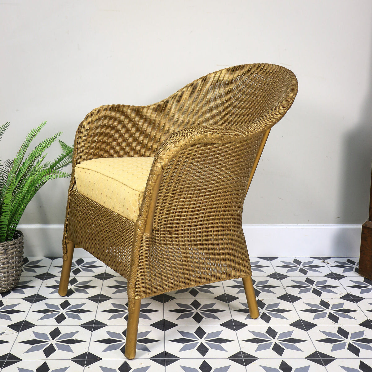 Lloyd Loom Lusty Woven Chair 1950s with Rare Sprung Seat