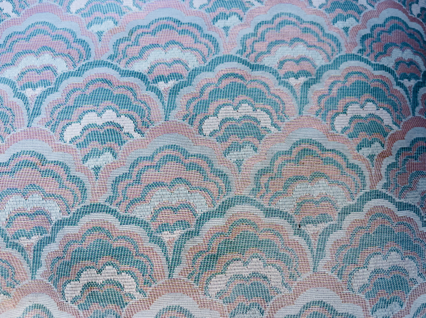 Stunning Vintage Hollywood Revival Scalloped Armchair In Pink And Blue