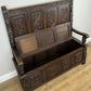 Monks Bench Antique French Style Oak Storage Hall Seat Coffee Bench LOT 6298
