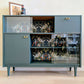 Mid Century Nathan Cocktail Cabinet /.Glass Door Bookcase