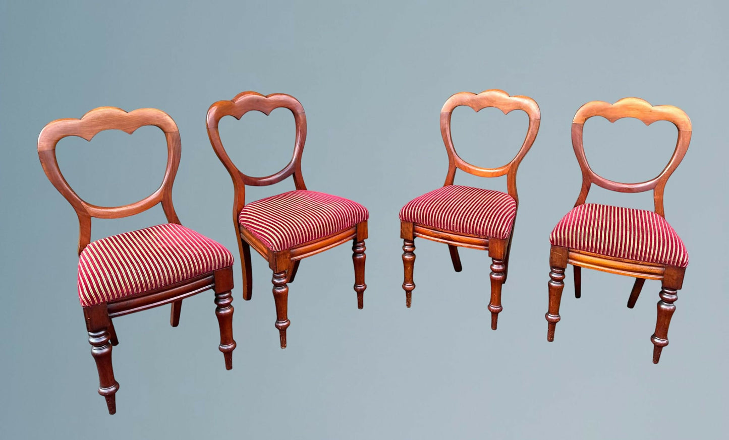 Set of Four Antique Victorian Mahogany Balloon Back Dining Chairs