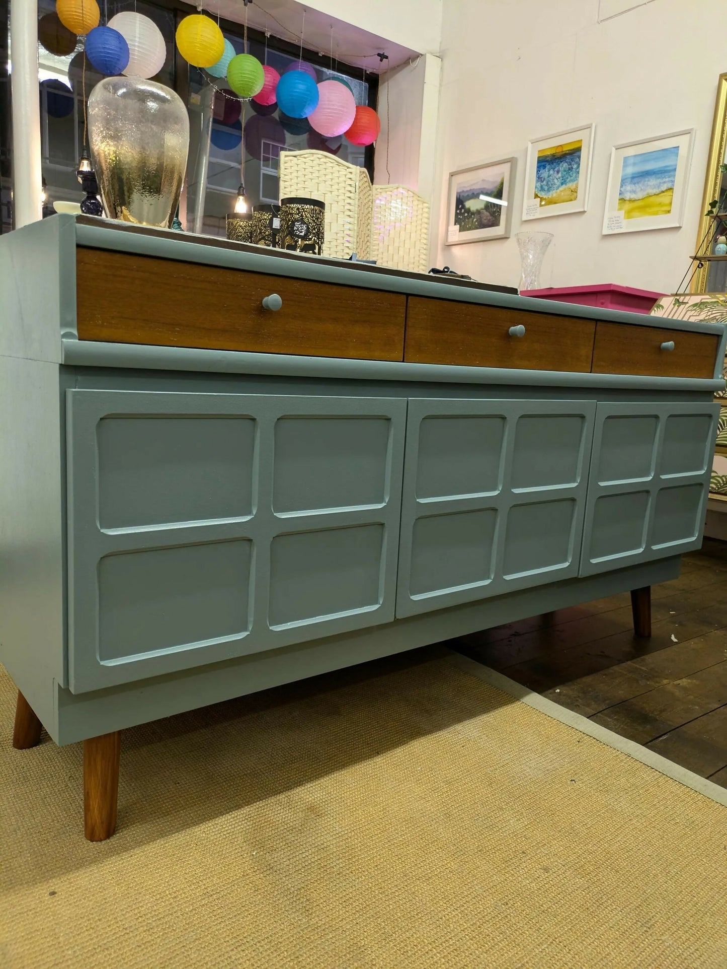 Mid Century Nathan Squares Sideboard Teak Retro PAINTED Upcycled Designed TO ORDER