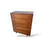 Mid-Century Chest of Drawers Tallboy with Brass Handles