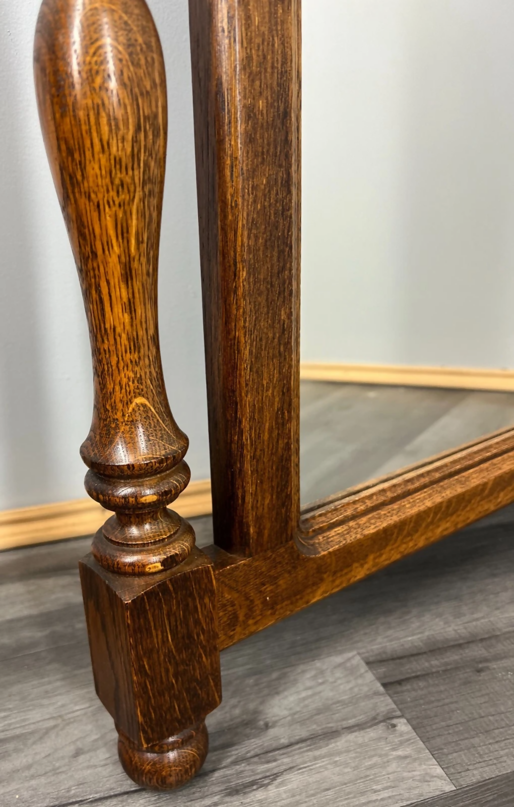 Mirror Vintage French Solid Oak Wall Mirror Turned Spindle Frame LOT 3638