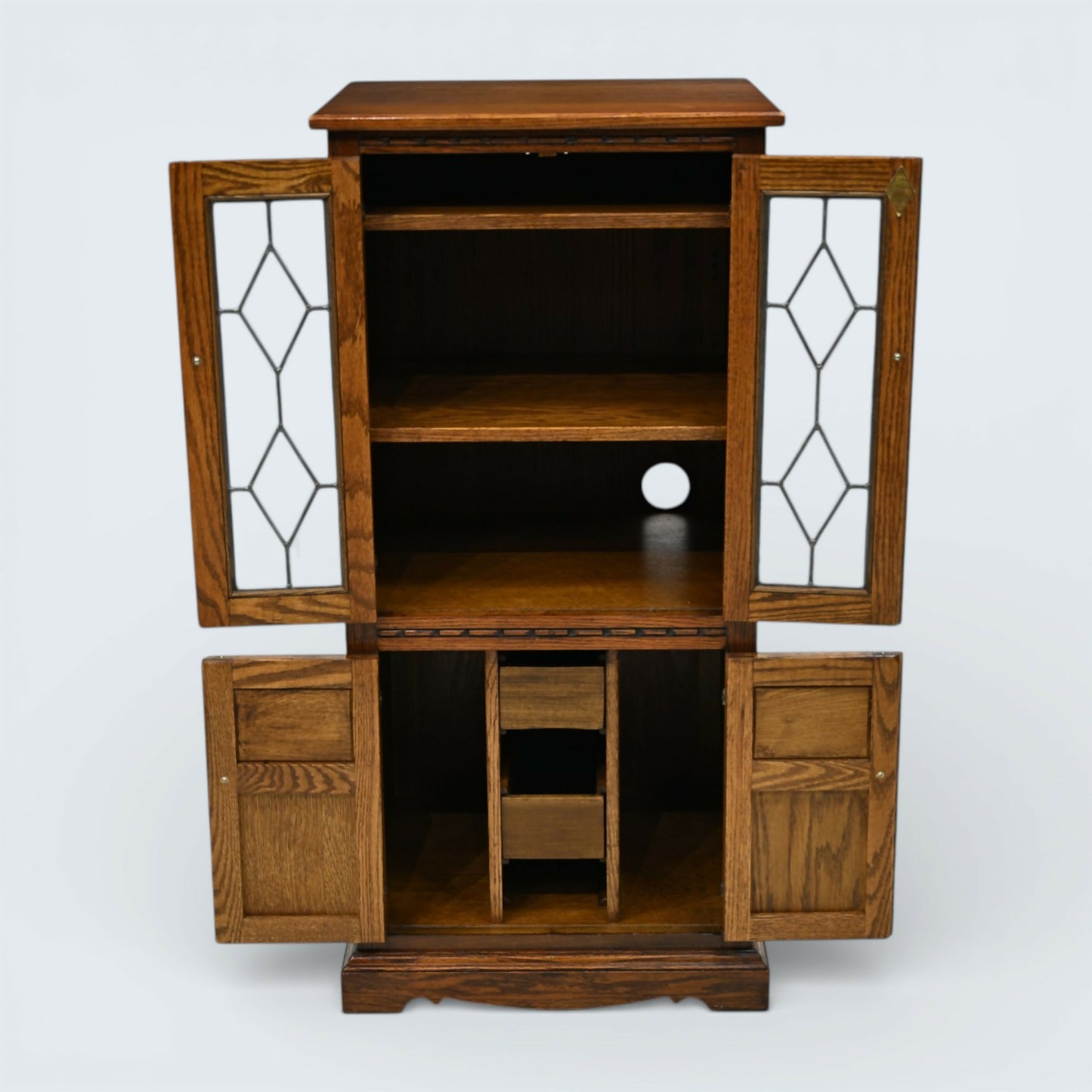 Old Charm Hi Fi/Record Cabinet 2 Adjustable Shelves Light Oak FREE UK Delivery*