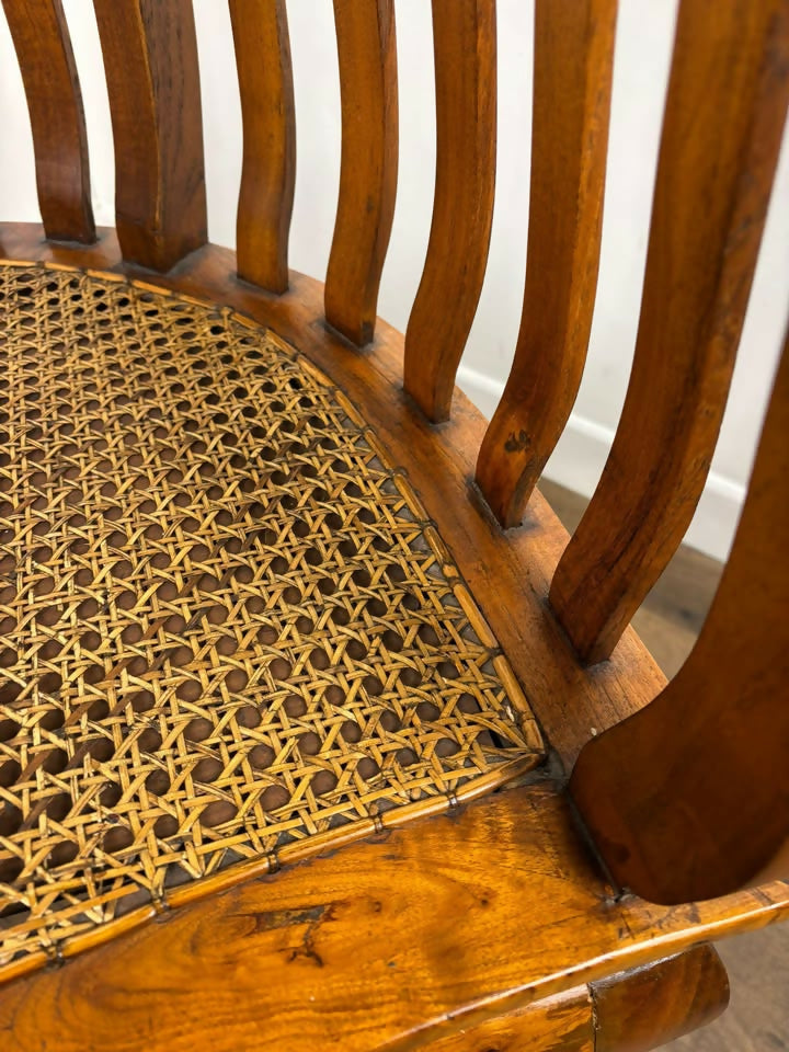 Antique Style Hardwood Bergère Chair with Cane Seat & Cabriole Legs