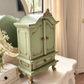 French-Style Miniature Armoire Jewellery Cabinet, Trinket Keepsake Box, Sage Green & Antique Gold
