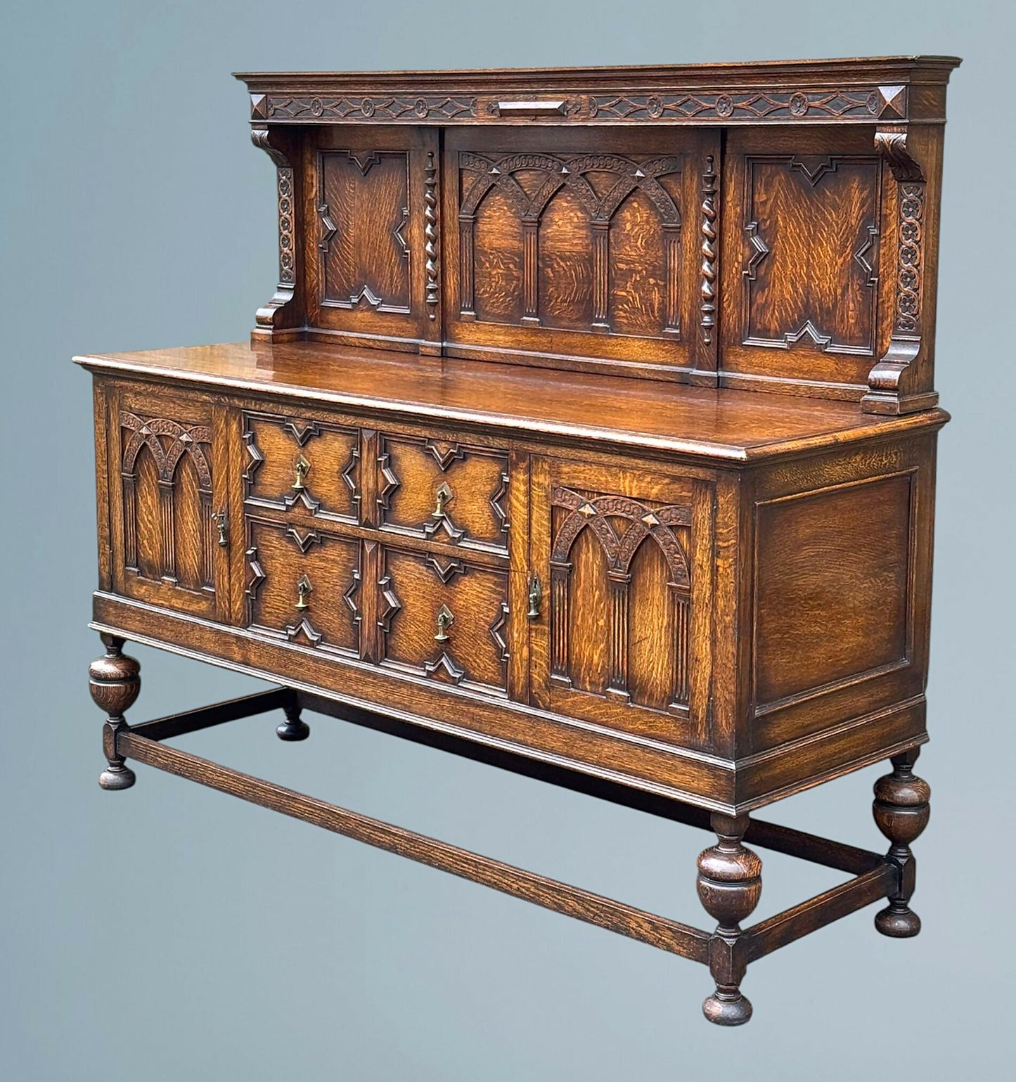 Carved Oak Jacobean Style Sideboard