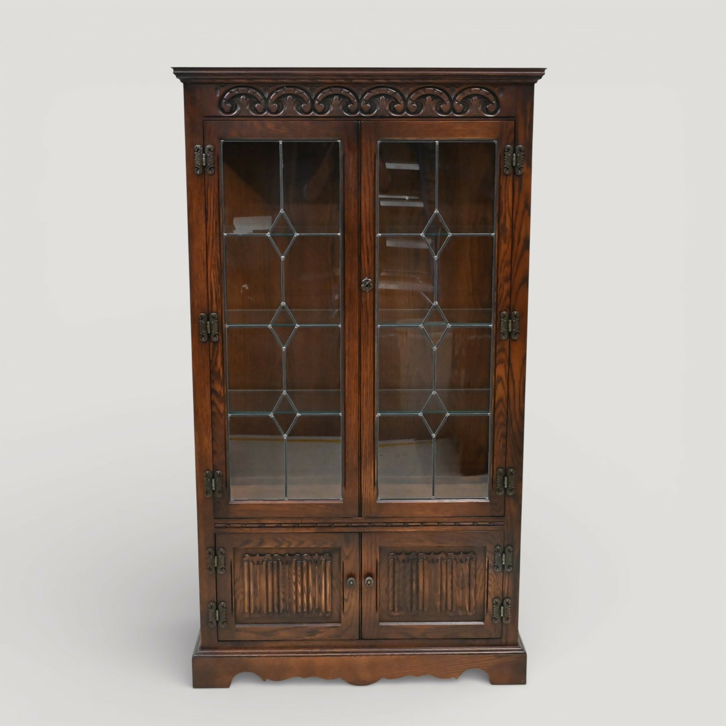 Old Charm Display Cabinet With Cupboard 3 Shelves Tudor Brown FREE UK Delivery*. SBR11110/2910E