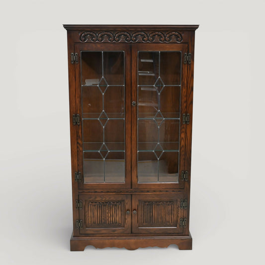 Old Charm Display Cabinet With Cupboard 3 Shelves Tudor Brown FREE UK Delivery*. SBR11110/2910E
