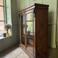 Vintage Victorian Burle Walnut Display China Bookcase Glazed Cabinet