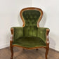 Reproduction Mahogany Green Velvet Upholstered Armchair – Furnishings Italia