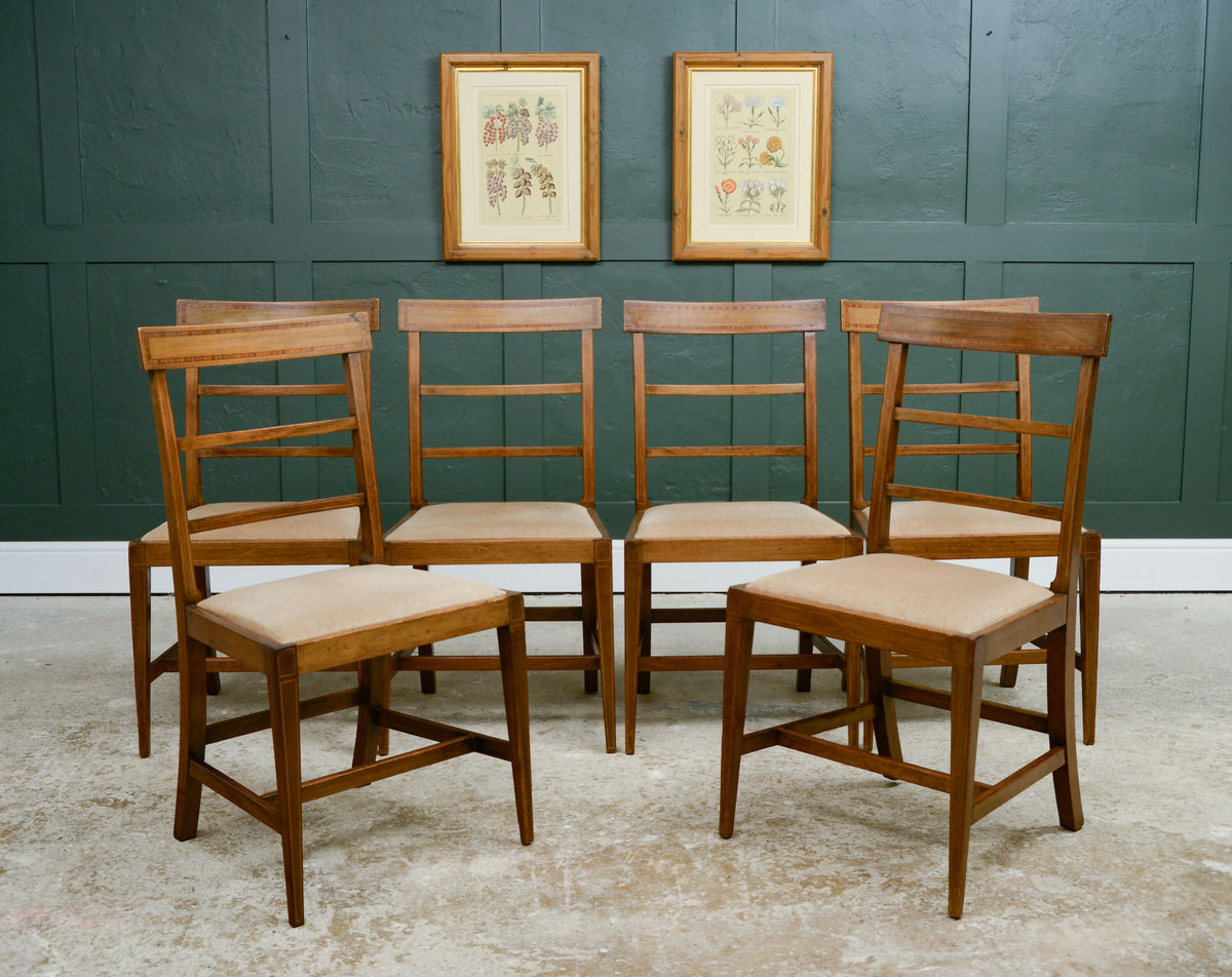 6 Edwardian Mahogany Dining Chairs with Drop in Seats