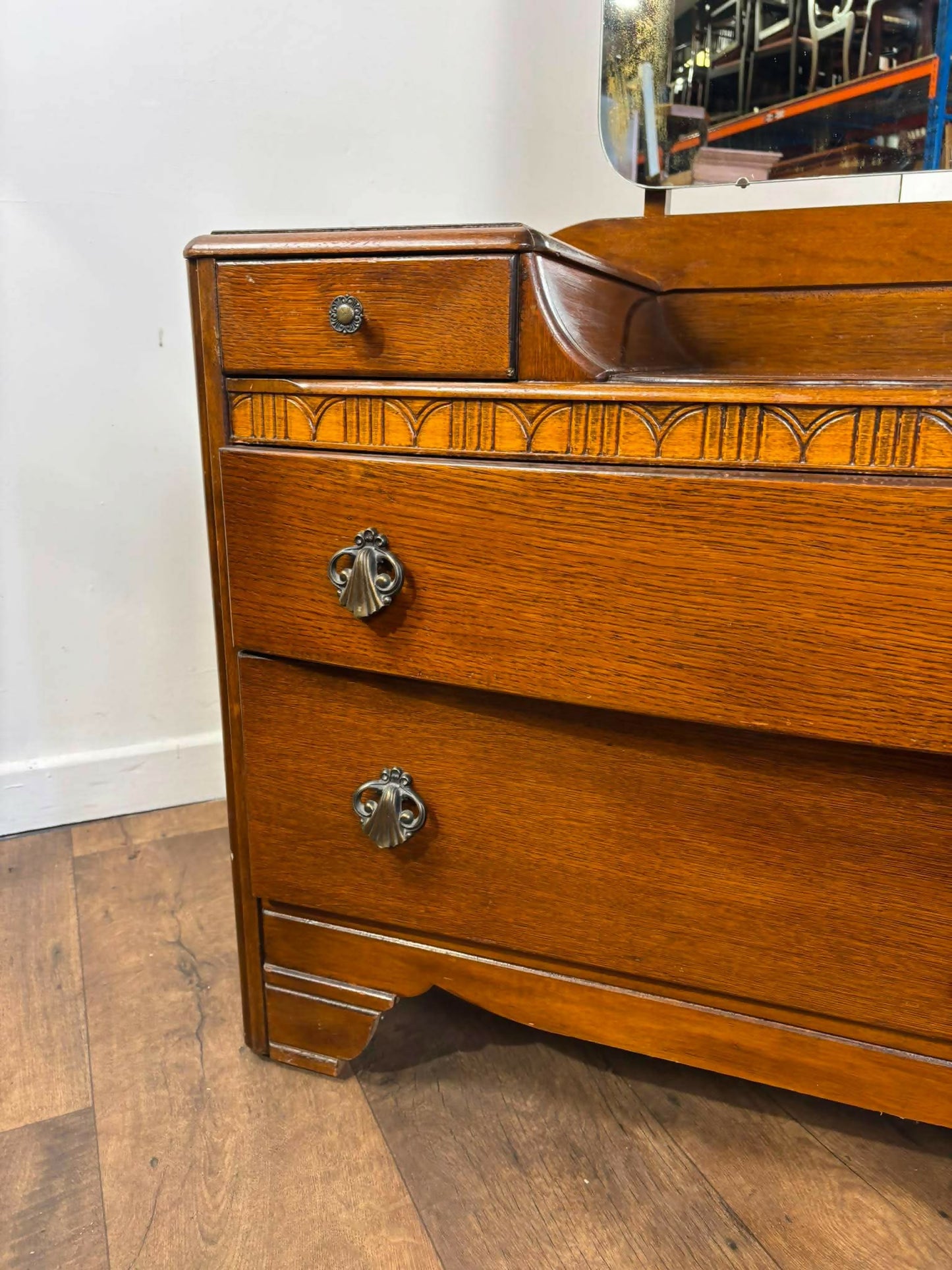 Vintage Oak Lebus Dressing Table with Mirror