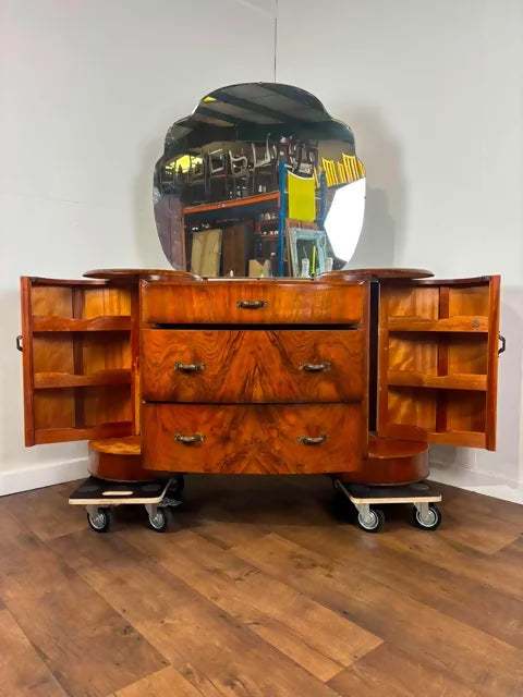 Art Deco Walnut Veneer Dressing Table by Shrager